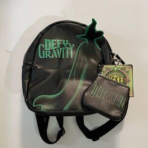 Wicked defy Gravity Black and Green mini Backpack NWT